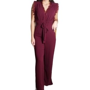 Altar'd state red jumpsuit lace sleeveless